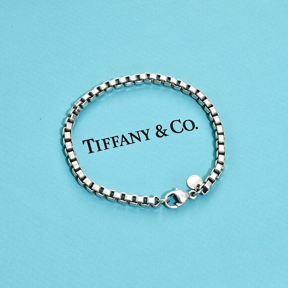 Tiffany & Co. Jewelry - $495 Tiffany & Co. Venetian Box Link Sterling Silver Unisex Bracelet Chain 7.5”